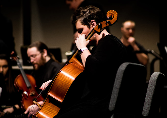 Celloist at orchestra